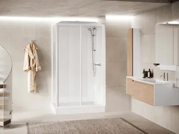 MEDIA GLASS 2P - Multifunction glass and aluminium shower cabin with sliding door by NOVELLINI