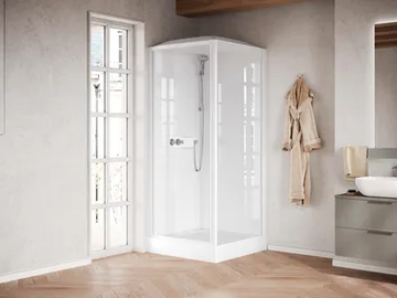 MEDIA GLASS GF - Multifunction glass and aluminium shower cabin with sliding door by NOVELLINI