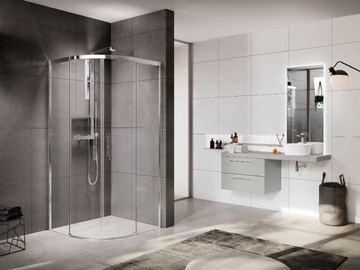 ROSE ROSSE R - Corner semicircular shower cabin with sliding door by NOVELLINI