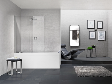 YOUNG 1BSV - Glass and aluminium bathtub wall panel by NOVELLINI