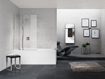 YOUNG 3V - Glass and aluminium bathtub wall panel by NOVELLINI