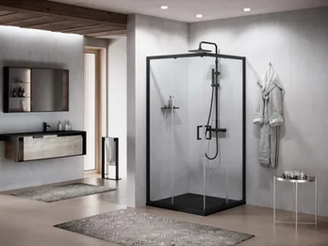ZEPHYROS 2.0 A - Corner glass and aluminium shower cabin with sliding door by NOVELLINI