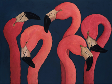 FIVE FLAMINGOS - Canvas Painting by NOVOCUADRO ART COMPANY