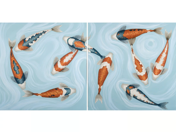 Koi Pacific I & II - Canvas Painting by NOVOCUADRO ART COMPANY