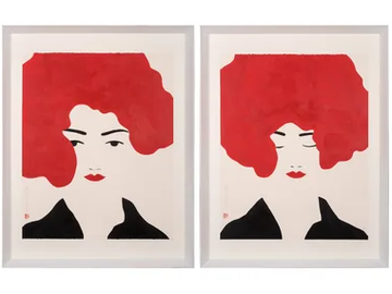 Pelirroja durmiendo & pensando - Paper Painting by NOVOCUADRO ART COMPANY