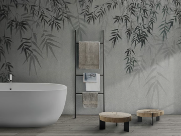 CONCRETE / BAMBOO LEAF - Vinyl or fyber glass wallpaper by N.O.W. Edizioni