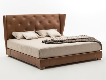 SCALA SC5090 - Leather double bed with upholstered headboard by OAK