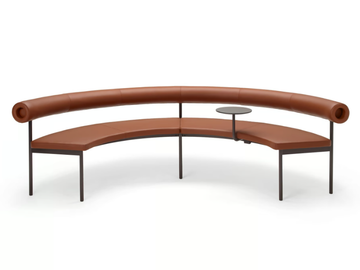 FONT 1365 - Curved leather sofa with integrated magazine rack by Offecct