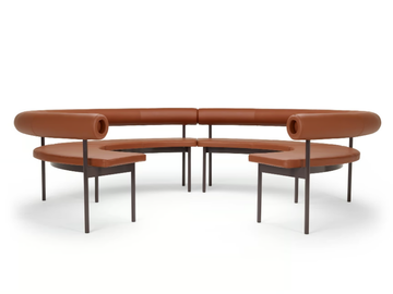 FONT OPEN CIRCLE - Curved leather sofa by Offecct