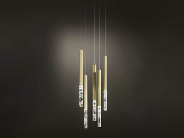 SHINE VERTICAL PLUMAGE - LED brass pendant lamp by Olev
