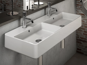 TRATTO - Double ceramic washbasin by Olympia Ceramica