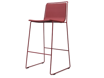 ALO 75 - High steel stool with seat covered in leather by ONDARRETA