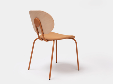 HARI - Steel and wood chair open back with integrated cushion by ONDARRETA