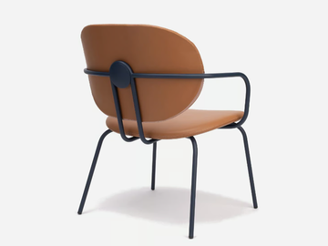 HARI XL - Leather chair with armrests with integrated cushion by ONDARRETA