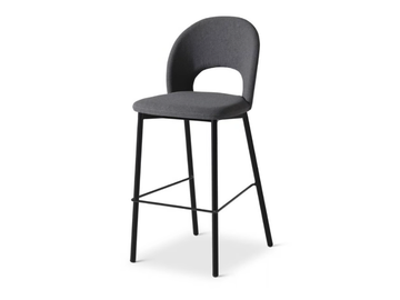 DIXIE 551 - High upholstered fabric stool with back by Origins 1971