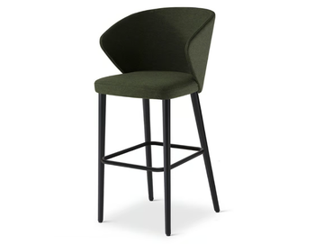 ELLIS 649 - High upholstered fabric stool with back by Origins 1971