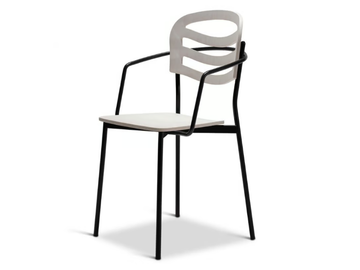 FARAH METAL 312-M - Stackable steel chair with armrests open back by Origins 1971