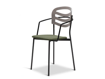 FARAH METAL 313-M - Stackable steel chair with armrests open back by Origins 1971