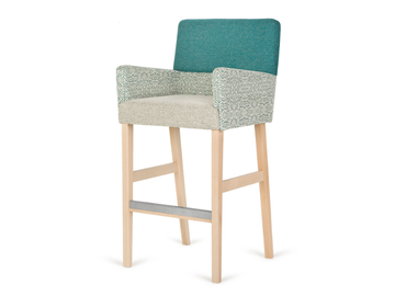 H-ZAP - High upholstered fabric stool with armrests by Paged