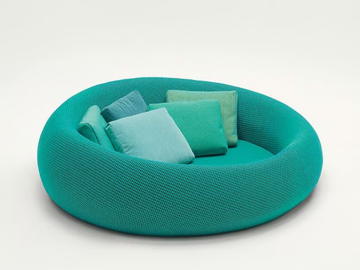 EASE - Curved fabric garden sofa with removable cover by Paola Lenti
