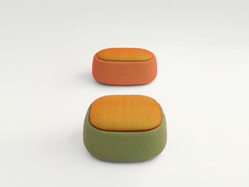 SMILE - Upholstered pouf with removable lining by Paola Lenti