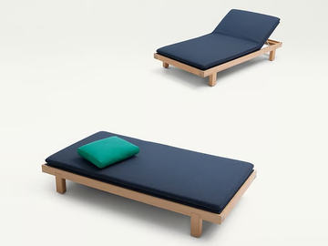 TOKU - Recliner cedarwood sun lounger by Paola Lenti