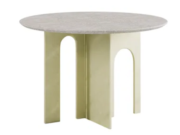 ARCHE - Round table in metal and ancient stone by Paolo Castelli