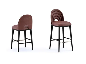 ECHO - High leather stool with footrest by Paolo Castelli