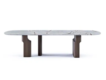 KENYA - Rectangular marble table with wooden base by Paolo Castelli