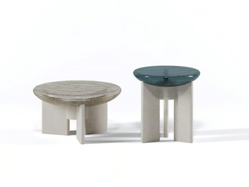 LENS - Low table in Murano glass and stone by Paolo Castelli