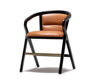 CALI - Leather and ash chair with armrests by Papell Design