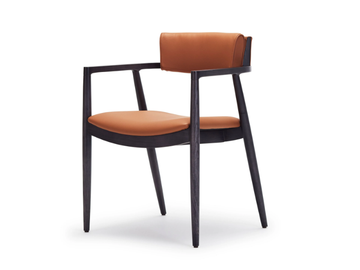 DAZZLE - Leather and ash chair with armrests by Papell Design