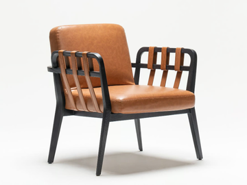 EATON - Leather easy chair with armrests by Papell Design