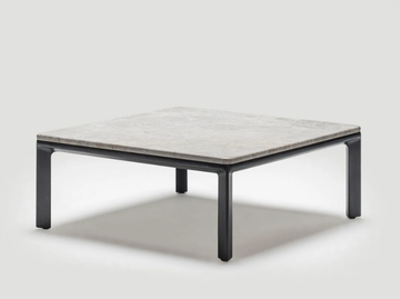EATON - Square low ash coffee table with marble top by Papell Design