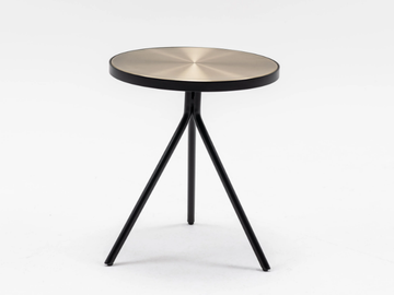 LUNA - Round ash high side table with brushed steel top by Papell Design