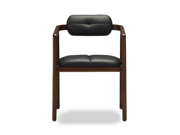 NOVA - Leather and ash chair with armrests by Papell Design