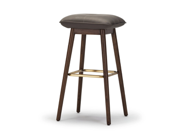 SQUAREZ - High leather and ash stool with footrest by Papell Design