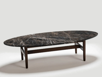 URIAH - Oval low ash coffee table with marble top by Papell Design