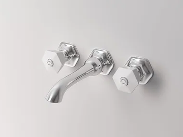 BIANCA - 3 hole wall-mounted washbasin tap with pop up waste by Park Avenue