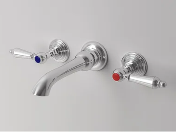 CARUSO - 3 hole wall-mounted washbasin tap with pop up waste by Park Avenue