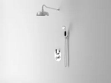 DARK BLACK - 4 hole thermostatic shower set with overhead shower by Park Avenue