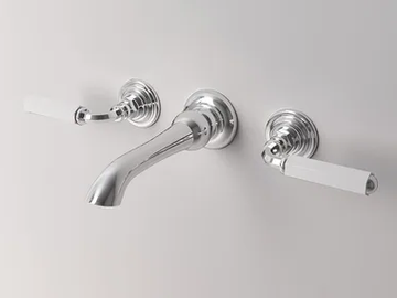 DARK WHITE - 3 hole wall-mounted washbasin tap with individual rosettes by Park Avenue