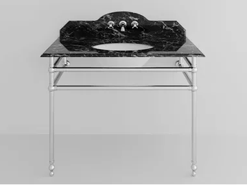 MARBLE & METAL 2 - Oval console marble washbasin with towel rail by Park Avenue