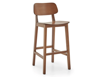 MATE V - High solid wood stool with back by PARLA