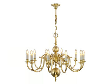 AMSTERDAM 10 ARMED CHANDELIER BIG - Brass chandelier by Patinas Lighting