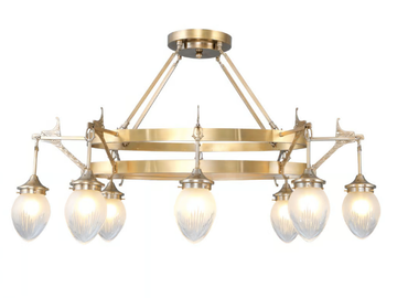 LISBON 8/II - Handmade brass chandelier by Patinas Lighting