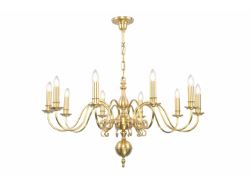ROTTERDAM 10 ARMED CHANDELIER - Brass chandelier by Patinas Lighting