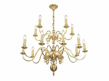 ROTTERDAM 15 ARMED CHANDELIER - Brass chandelier by Patinas Lighting