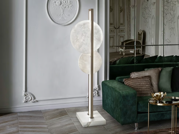 LUNA NUOVA - LED floor lamp in alabaster and metal by Patrizia Volpato
