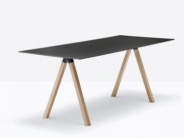 ARKI-DESK ARKW7 - Table with oak legs and solid laminate top by Pedrali